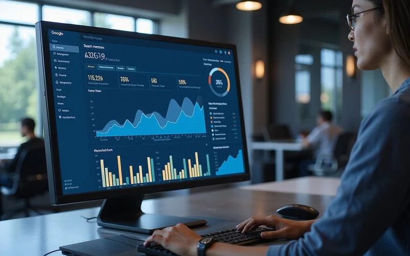 Analytics dashboard showing AI search visibility metrics and brand mention tracking across ChatGPT Perplexity and Google AI platforms