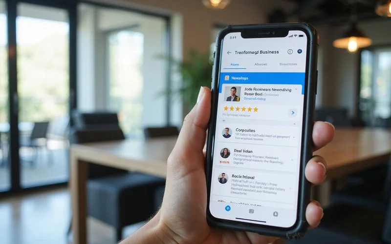 Smartphone screen displaying a Google Business Profile with a five-star rating and multiple positive customer reviews for a local Hawaii business