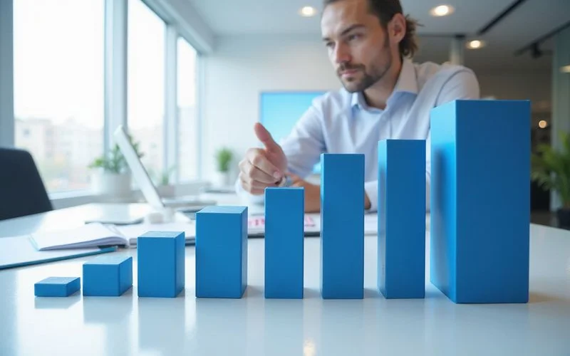 Data visualization showing the growing percentage of search queries handled by AI-powered tools compared to traditional search engines over time