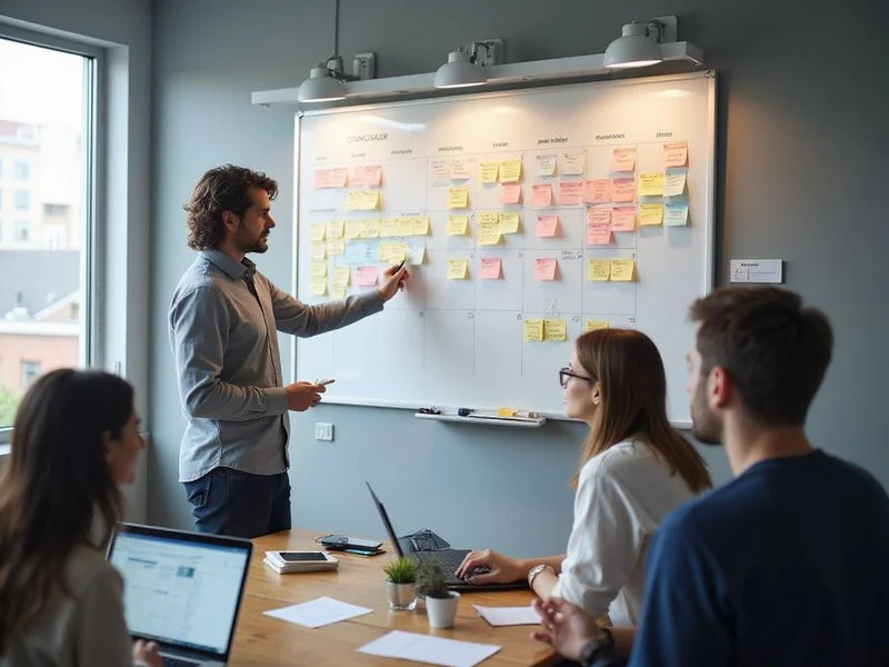 Content strategy team planning editorial calendar in a collaborative workspace