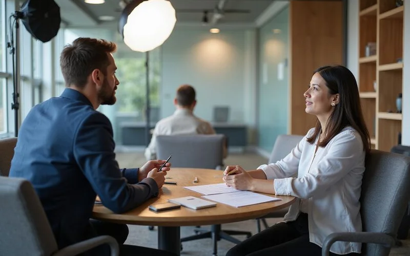 Nekko Digital team member conducting a local SEO strategy session for a Honolulu business client in a modern conference room